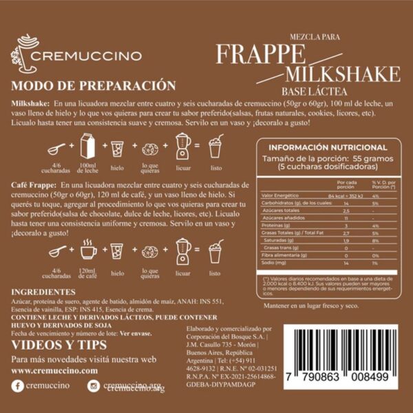 FRAPPÉ BASE LÁCTEA<br>CREMUCCINO - Imagen 2