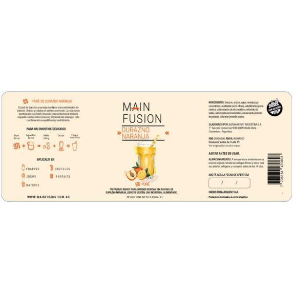 PURÉ DURAZNO NARANJA<br>MAIN FUSION - Imagen 2