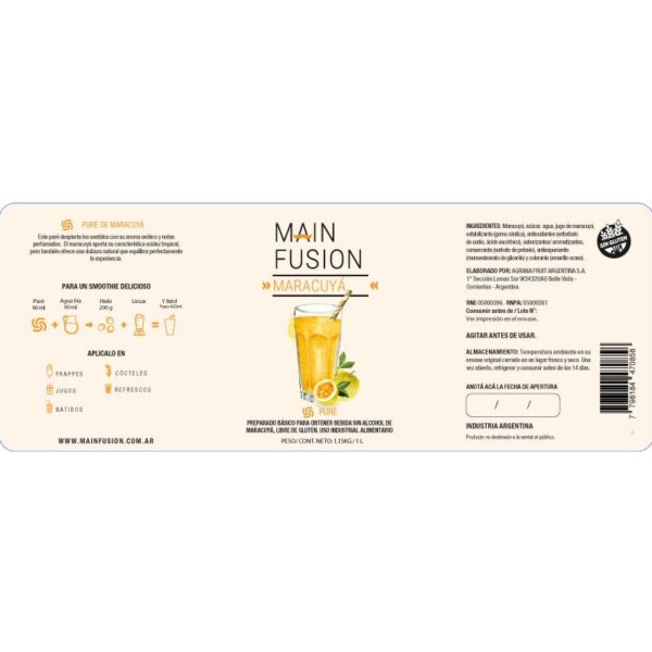 PURÉ MARACUYÁ<br>MAIN FUSION - Imagen 2
